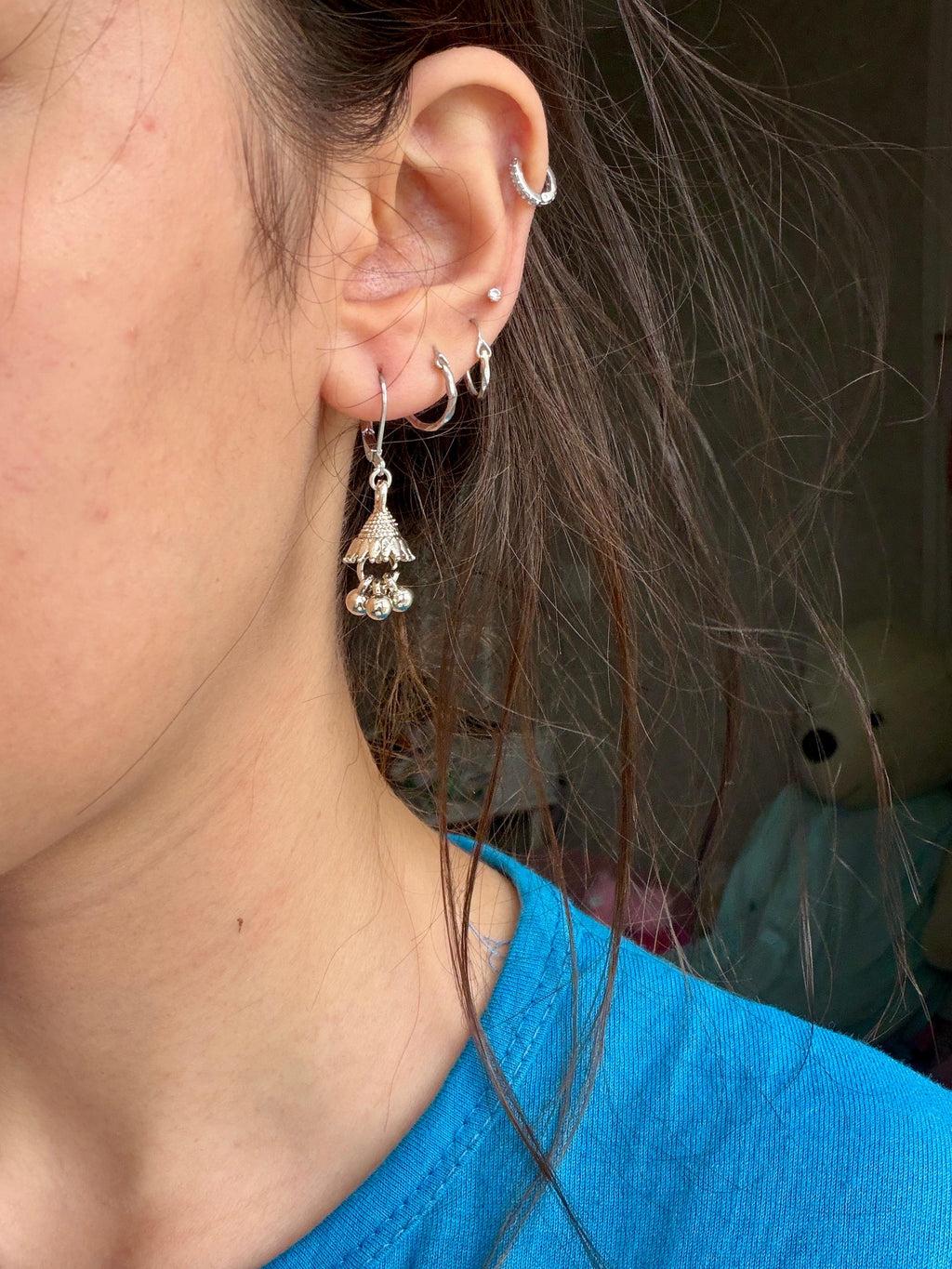 Silver mini jhumki