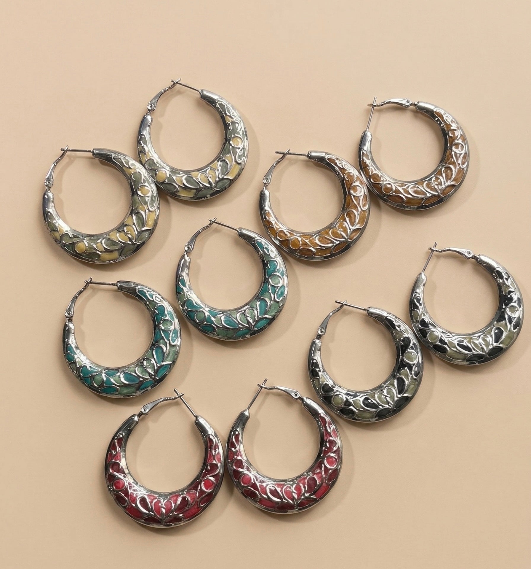 Silver colorful hoops