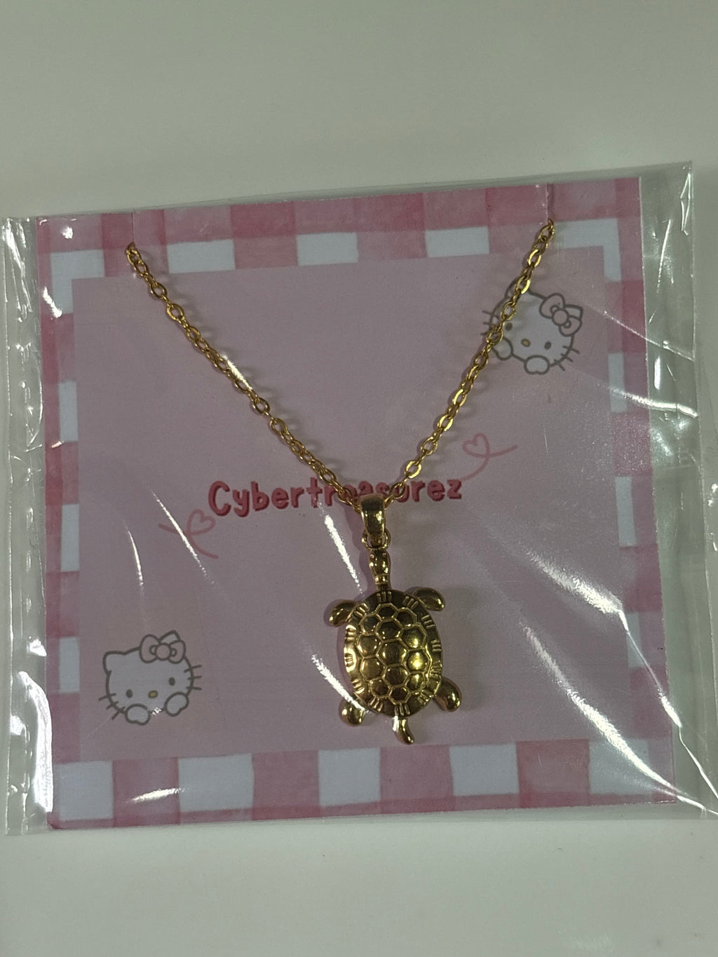 Stainless golden turtle necklace