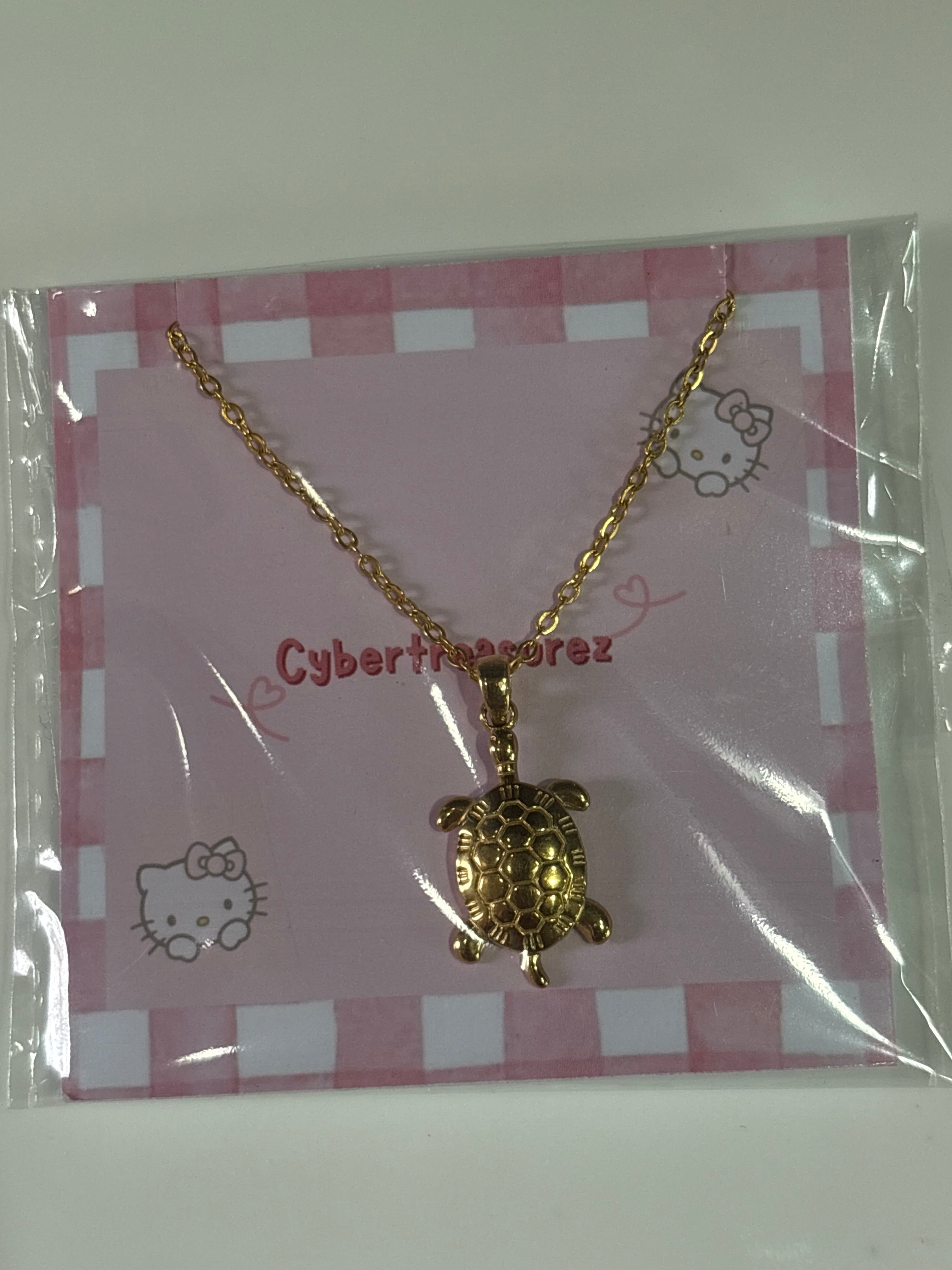Stainless golden turtle necklace