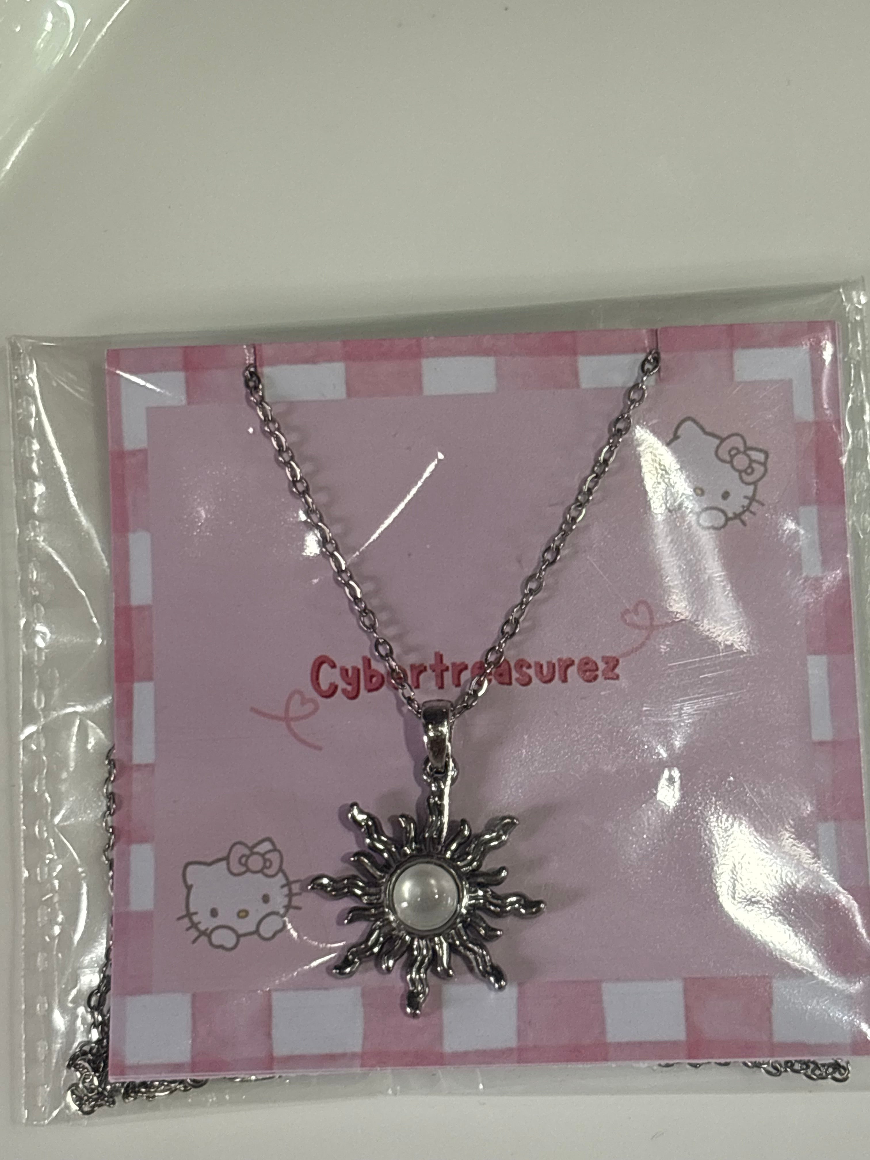 Stainless silver sun necklace