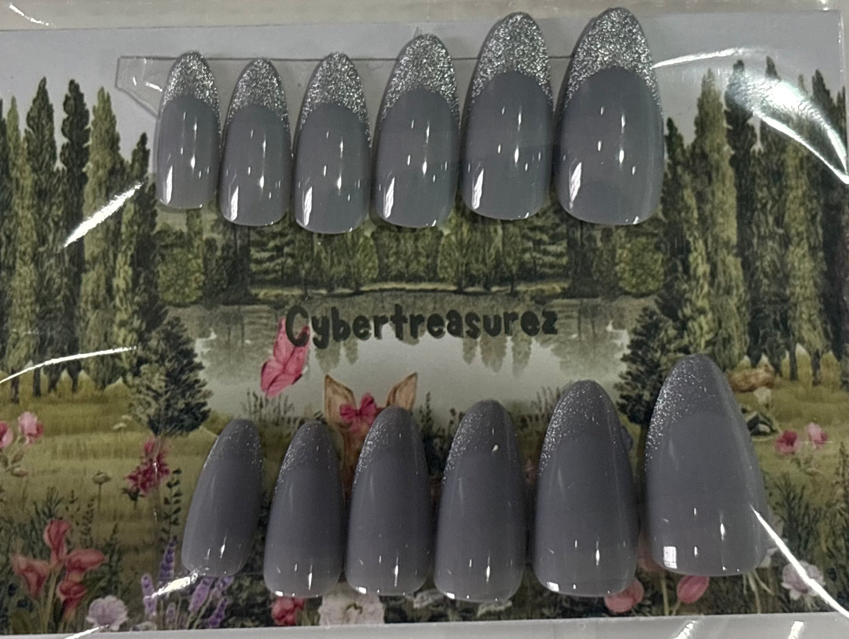 Ice blue french tip nails