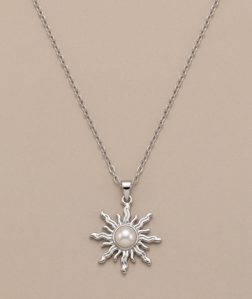 Stainless silver sun necklace