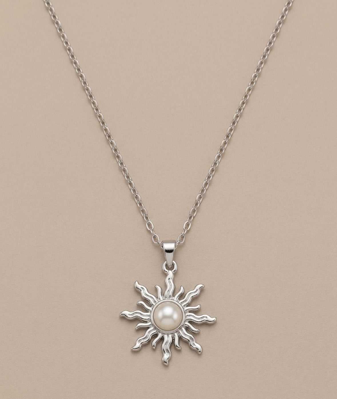 Stainless silver sun necklace