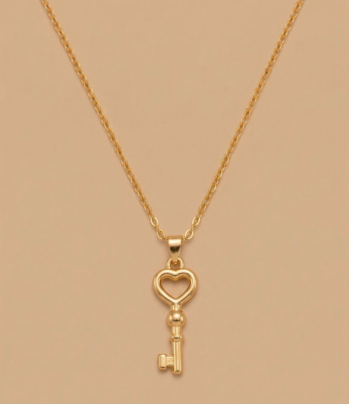 Stainless golden key necklace