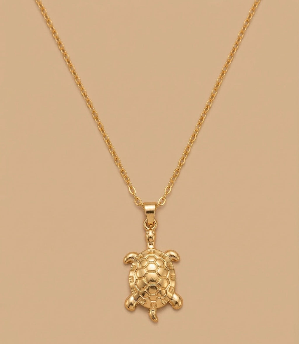 Stainless golden turtle necklace