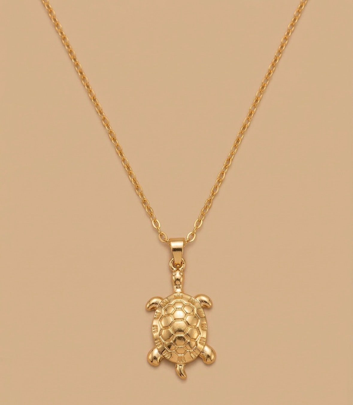 Stainless golden turtle necklace