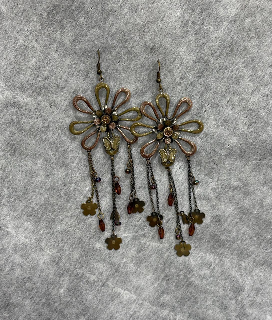 Bronze flora earrings